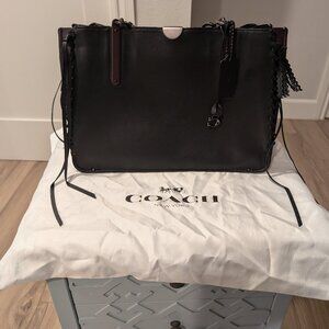 Coach 1941 Dreamer 36 Mixed Leather 39235 Whipstitch Purple Suede Black